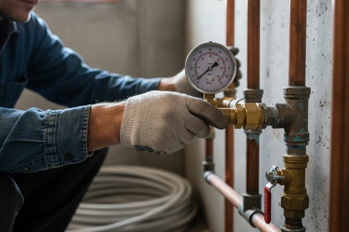 Pressure testing a repaired line during Water Line Repair in Hurst